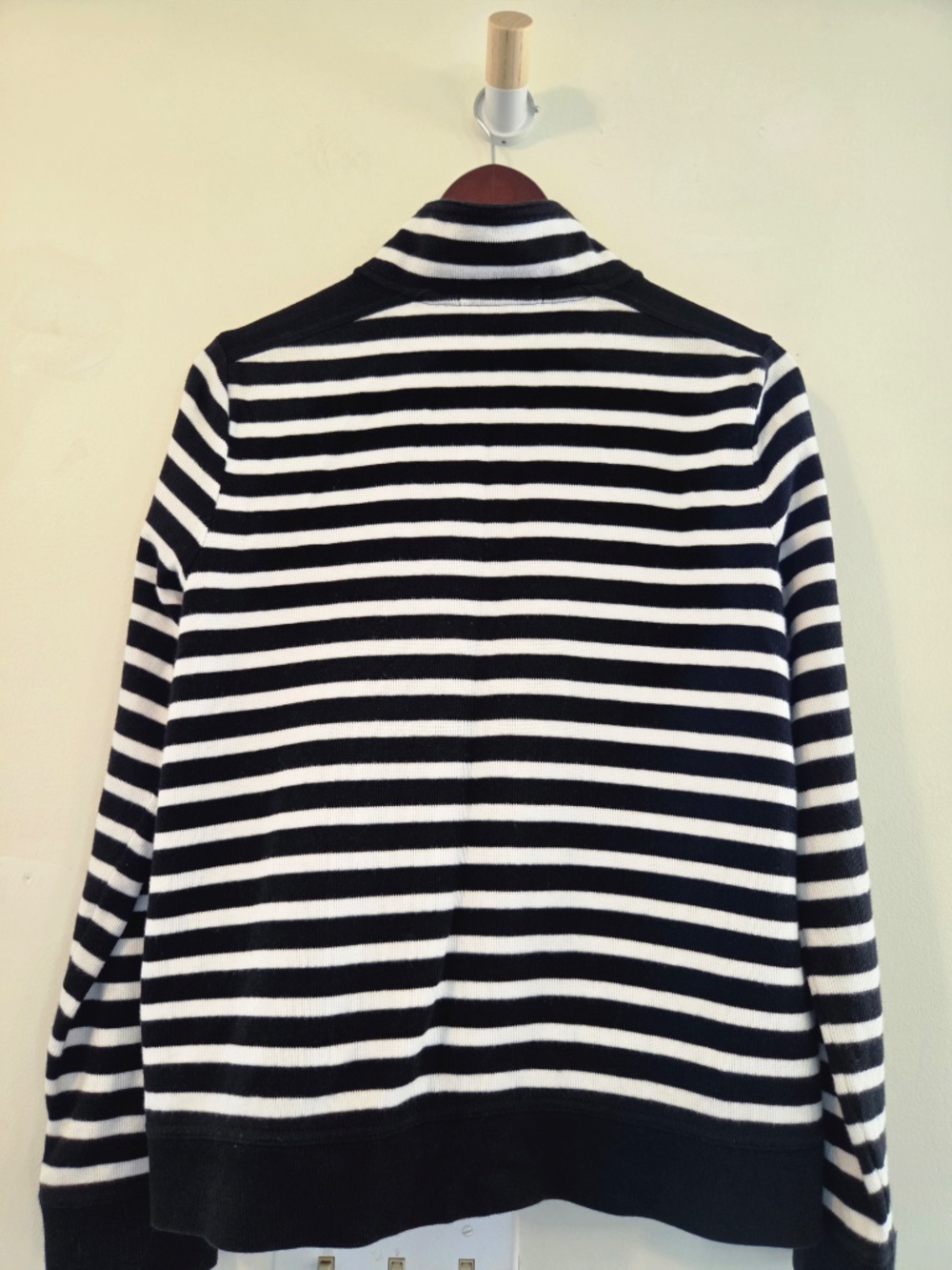 Lauren Ralph Lauren 100% cotton cardigan/sweater stripes M funnel neck preppy - Picture 6 of 7